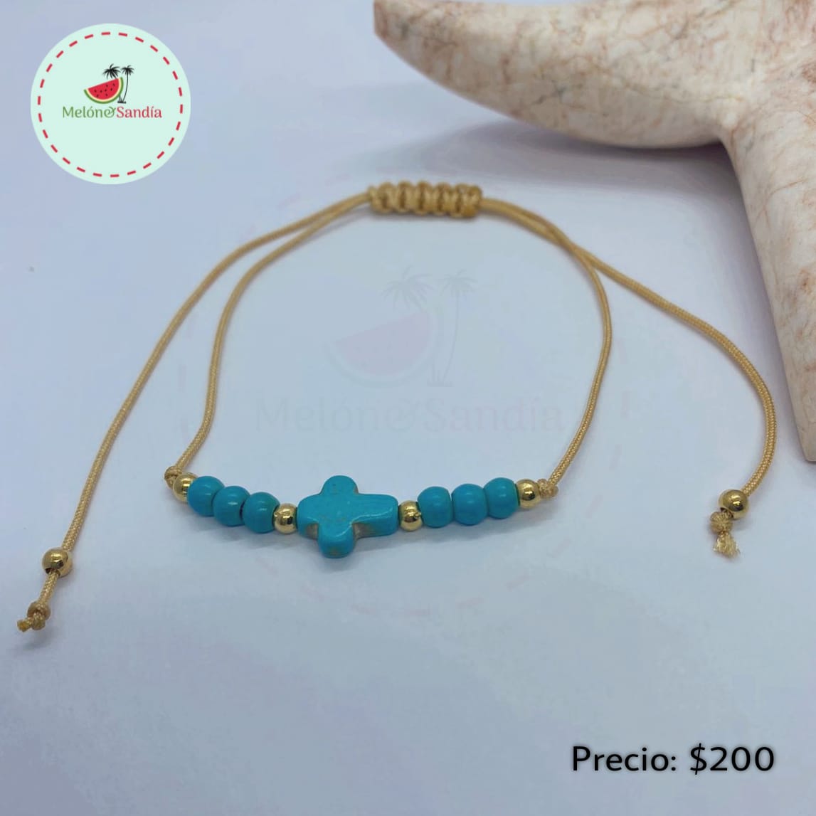 Pulsera Cruz Turquesa