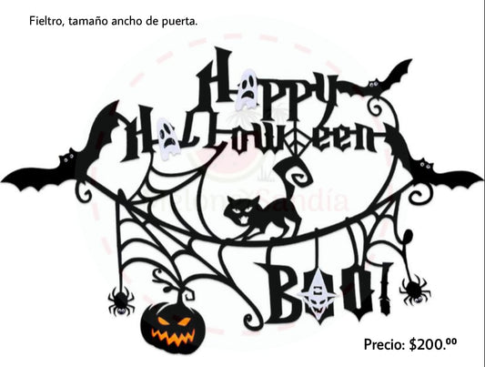 Decoración de fieltro para puerta Happy Halloween Boo