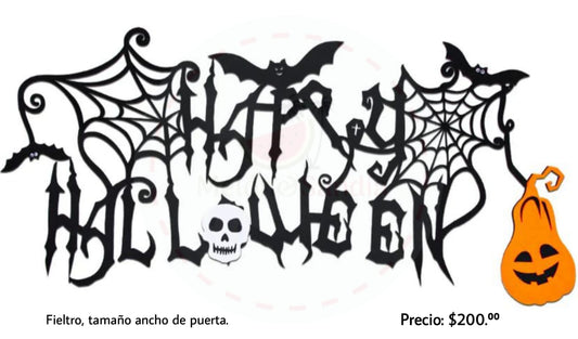 Decoración de fieltro para puerta Happy Halloween