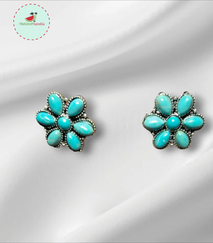 Aretes Flor Turquesa