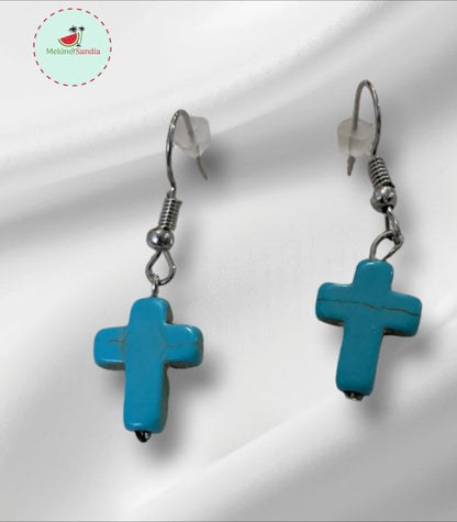 Aretes Cruz Turquesa